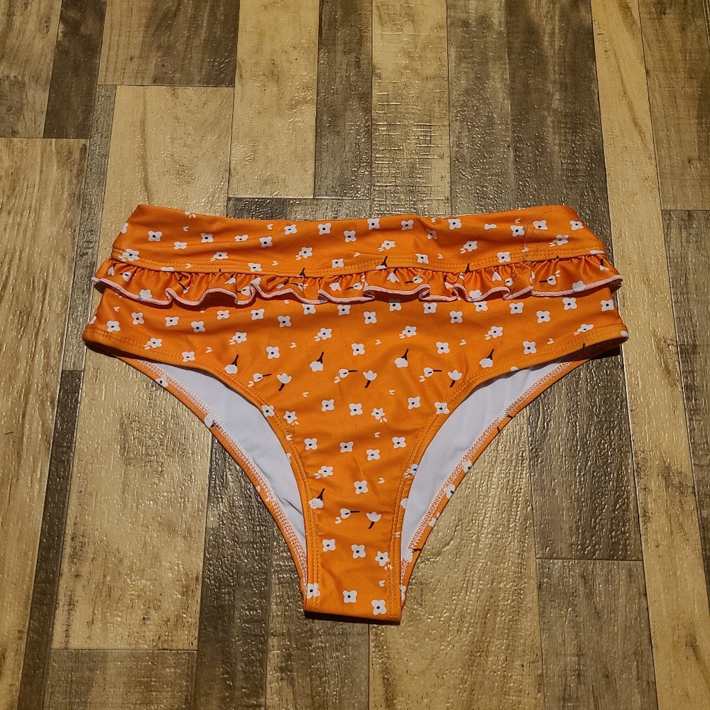 Orange High Waisted Swim Bottoms